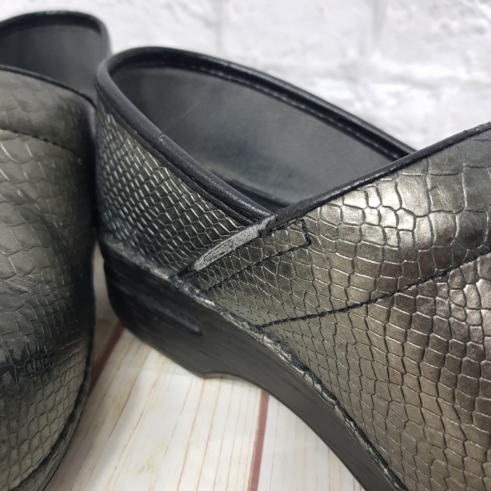 Dansko Snakeskin Print Slip-On Clog Shoe - image 4